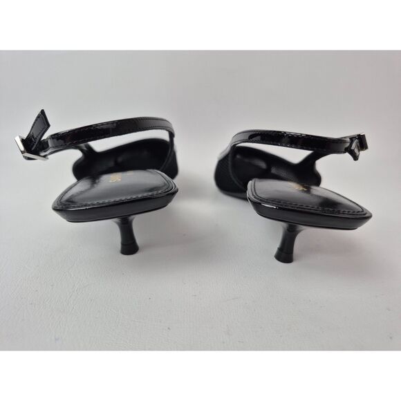 Saint Laurent Black Oxalis Quarida Slingback Mesh Buckle Kitten Heel Pump Size36 - Picture 5 of 6